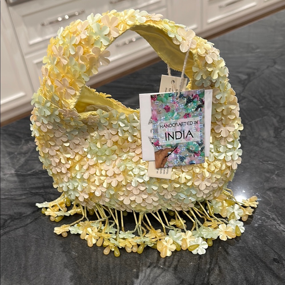 India Boutique Yellow and Green Floral Mini Bag
